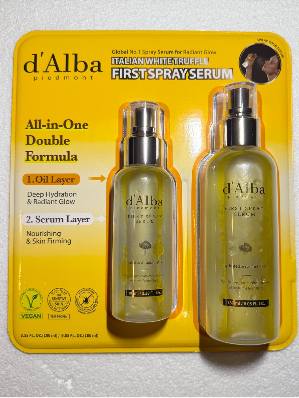 D'Alba Piedmont Italian White Truffle Spray Serum 100ml 3.38oz &180ml 6.08oz NEW